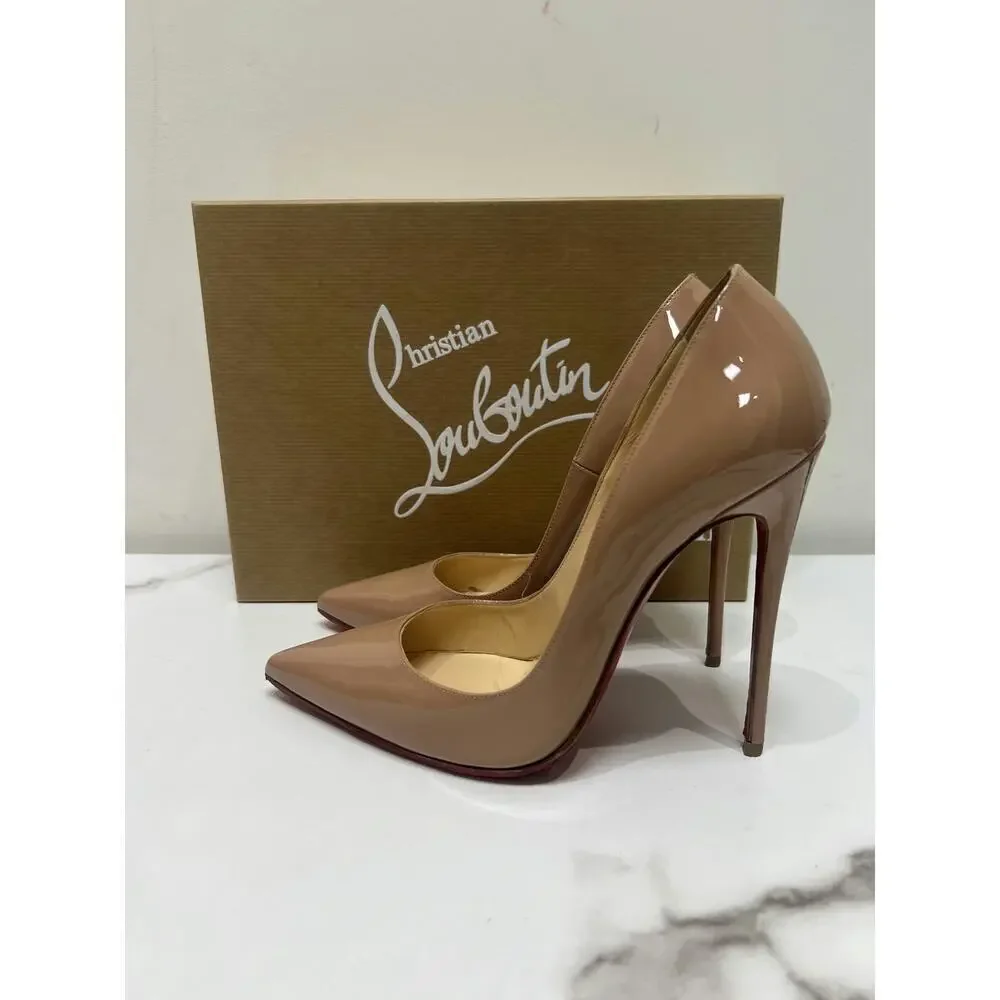 Christian Louboutin Women's Nude Patent Leather So Kate Pumps - Size 38